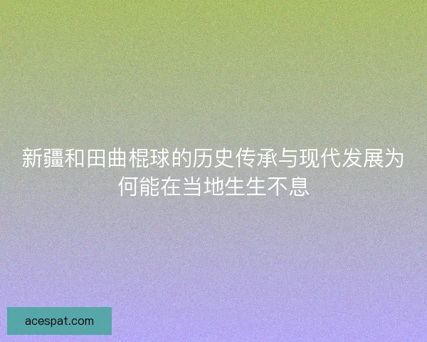 新疆和田曲棍球的历史传承与现代发展为何能在当地生生不息